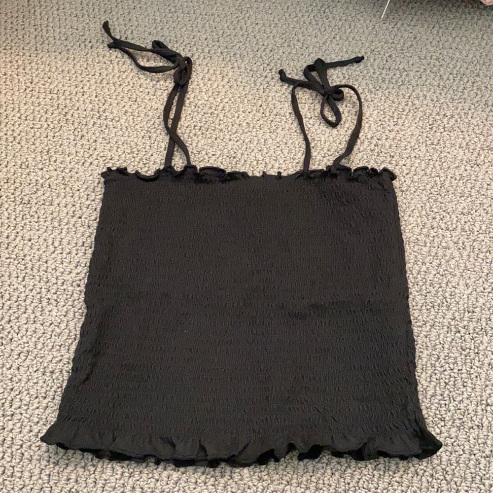 Polly Esther crop top scalloped edge tie straps